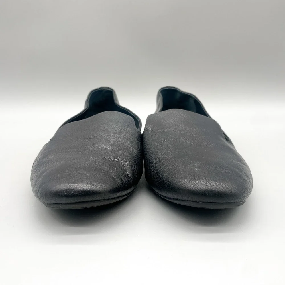 Birdies Womens 8.5 The Starling Smoking Slipper Loafers Black Leather Preppy